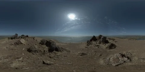 360VR hilltop view of lake Stock Footage 115984295