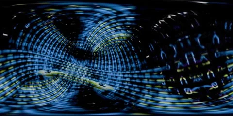 360VR Immersive Digital Glitch Flow Loop Vídeo Stock 325055921