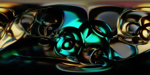 360VR Iridescent Bubble Chamber Flow Video Loop Stock Footage 323046670