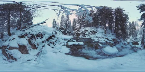 360VR landscape 8K video river in winter Stock Footage