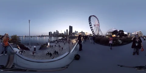 360VR Navy Pier Ferris Wheel Stock Footage 92726183