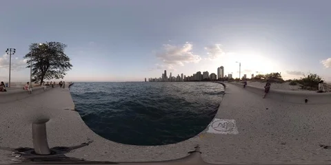 360VR North Avenue Beach Stock Footage 92725751