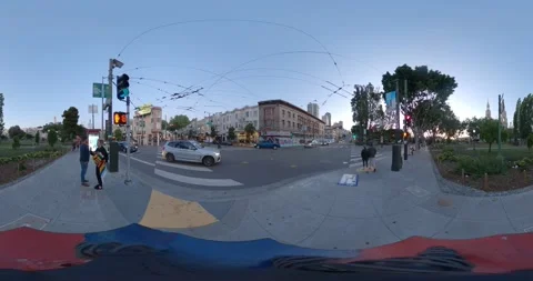 360VR - North Beach Magic Hour, San Francisco 2 Stock Footage 138172734