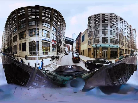360/VR NYC Driving Brooklyn Stock Footage 76744004
