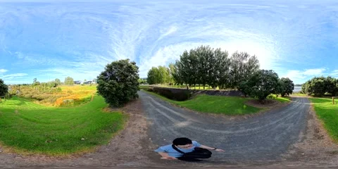 360VR Panorama - Highbrook Park Pathway, Auckland, New Zealand, Sunny Day Stock Footage 332760615