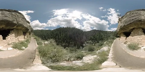 360VR path overlooking canyon on a sunny day Stock Footage 116351906