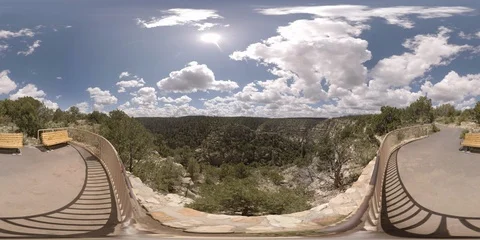 360VR path overlooking canyon on a sunny day Stock Footage 116352028