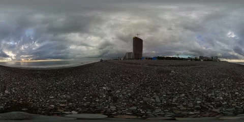 360VR pebble beach in Batumi Stock Footage 167789023