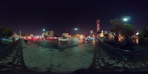 360VR Phan Fa Lilat Bridge near Mahakan Fort, night Bangkok. Stock Footage 91475227