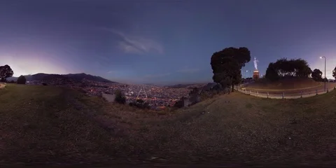 360Vr Quito At Night With Panecillo Statue Stock Footage