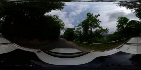 360VR road in cloudy weather, view from the roof of a car Stock Footage 167273039