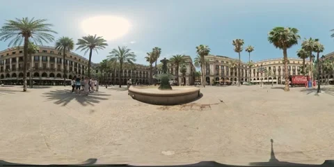 360VR Royal Plaza square in the Gothic Quarter by La Rambla in Barcelona Spain Video stock 289330283