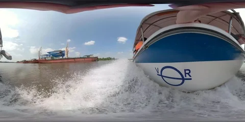 360VR Saigon River traffic Video stock 107344750