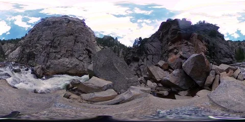 360VR Scenic River Rapids in a Forest Canyon Stock Footage 90868400