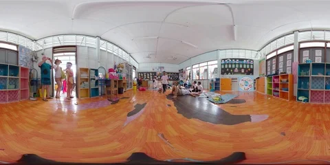 360VR School class in Koh Panyi The village of sea gypsies Stock Footage 94607190