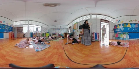 360VR School class in Koh Panyi The village of sea gypsies Stock Footage 94607199