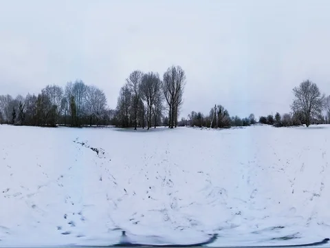 360/VR Snow in a Field Stock Footage