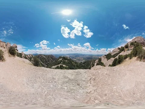 360/VR Spain Montserrat Mountains Stock Footage