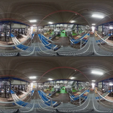 360VR Stereoscopic end of line packaging automation Stock Footage 105520890