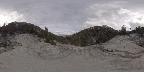 360VR summit overlooking lake and forest 4096x2048 45 seconds Stock Footage 109504090