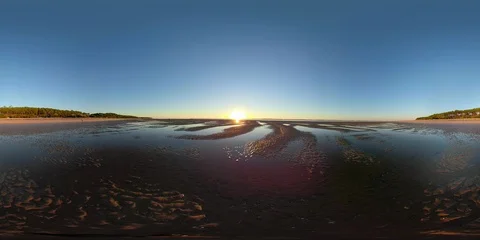 360VR sunset at the beach Stock Footage 97906383