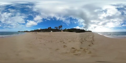 360VR Sunset Beach North Shore Oahu Hawaii Stock Footage 281101798