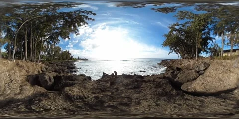 360VR Three Tables Beach Oahu Hawaii USA Stock Footage 281101852