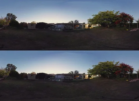 360VR time lapse, Backyard working into the night with lights, 6K 3D Vidéo 81969599