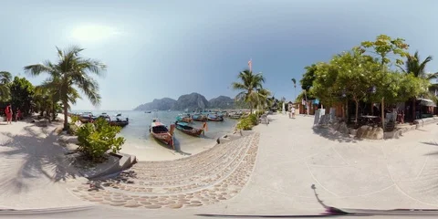 360VR Timelapse. Beach, panorama of tropical island Phi Phi, Thailand Stock Footage 87761804