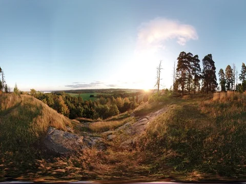 360VR Timelapse Video of Beautiful Hill View, Autumn Stock Footage