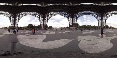360VR Under Eiffel Tower Stock Footage 88853700