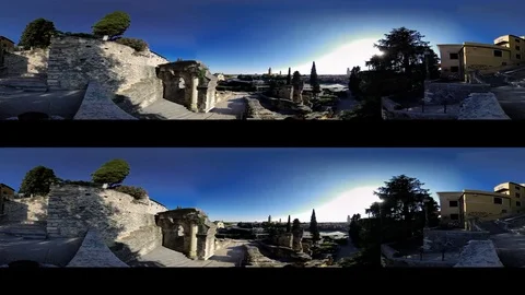 360VR Verona city on Adige river in Veneto, Italy [stereoscopic 360 video] Stock Footage