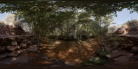 360VR A very muddy red stream in the dry countryside Stock Footage 116269522