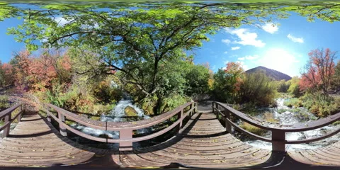 360VR Video of Bridge &amp; Stream Stock Footage 237350574