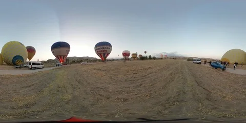 360VR Video Of Cappadocia Hot Air Balloons Stock Footage