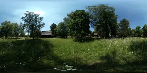 360Vr Video Courtyards of Cottages Old Village Rustic Houses With Their Stock Footage 64755448
