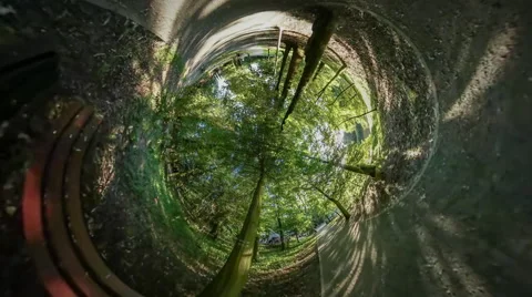 360Vr Video Cyclist Has Got Off the Bicycle Walking by Green Lawn Sportsman in Stock Footage 64575864