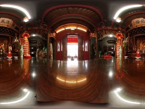 360VR video of interior at Temple in Tamsui Stock Footage