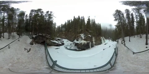 360VR Video of Johnston canyon Winter01 Stock Footage 238479341