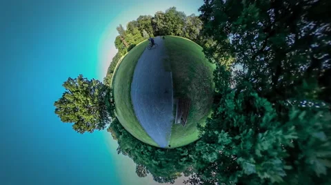 360Vr Video Man Gets on a Bicycle Riding Away People Tourist Backpacker on Road 動画素材 64283883