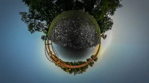 360Vr Video Man Running Toward Railroad Bridge Green Trees on a Bank Metal 動画素材 64558049