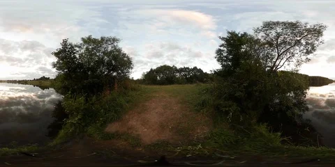 360Vr Video Nature, Forest. Lake shore in the evening. Stock Footage 88409072
