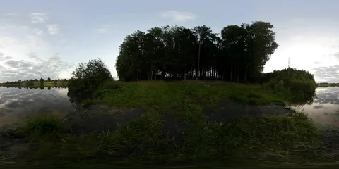 360Vr Video Nature, View from the shore of the lake at sunset. Stock Footage 88409111