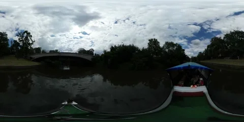 360Vr Video People Float by Pleasure Boat Oder River Bank Tourists Moving Stock Footage 68998950