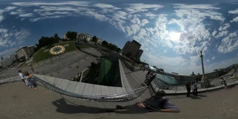 360Vr Video People on Observation Deck Maidan Nezalezhnosti Kiev Day Stock Footage 65260987
