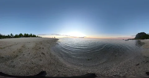 360VR video at sunset of Mauritius Beach. Stock Footage 109321688