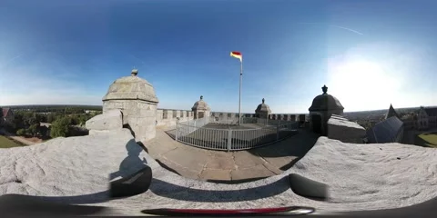 360VR video View from wall of Castle Bentheim Stock Footage