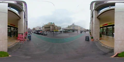 360VR Vienna State Opera and shopping mall, tourists taking picture of landmark Stock Footage 104166240