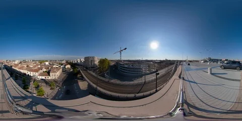 360VR view of highest level of multi-storey car park 動画素材 96394692