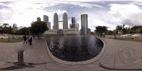 360VR View of Petronas Towers Stock Footage 88853609